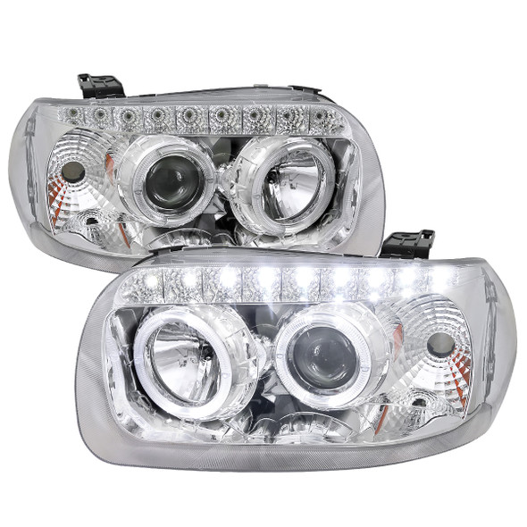 2005-2007 Ford Escape Dual Halo Projector Headlights w/ SMD LED Light Strip (Chrome Housing/Clear Lens)