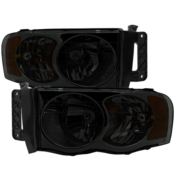 2002-2005 Dodge RAM 1500/ 2003-2005 RAM 2500 3500 Factory Style Headlights (Chrome Housing/Smoke Lens)