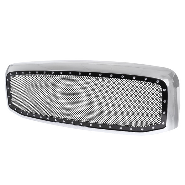 2006-2008 Dodge RAM Chrome ABS Rivet Style Grille w/ Stainless Steel Mesh