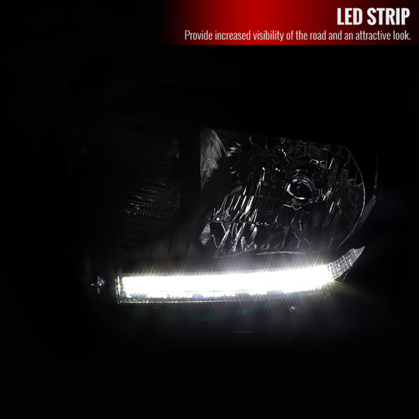 2014-2021 Toyota Tundra Factory Style Headlights w/ LED Light Strip (Matte Black Housing/Clear Lens)