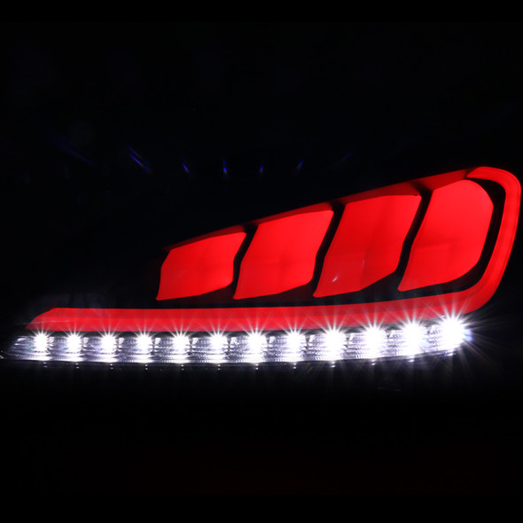 2010-2016 Hyundai Genesis Coupe Red Bar Sequential LED Tail Lights (Jet Black Housing/Clear Lens)