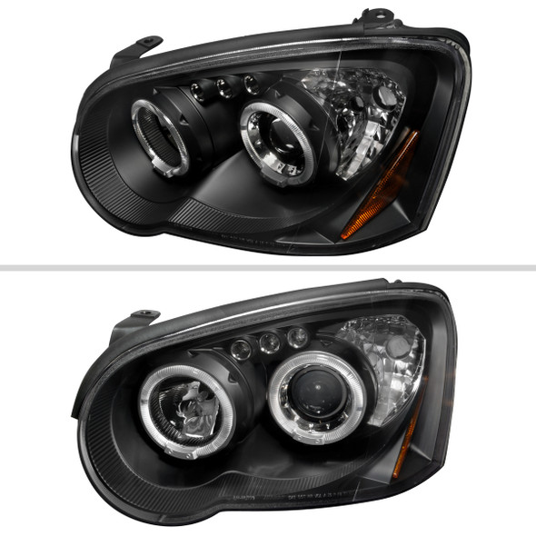 2004-2005 Subaru Impreza WRX STI Outback Dual Halo Projector Headlights (Matte Black Housing/Clear Lens)