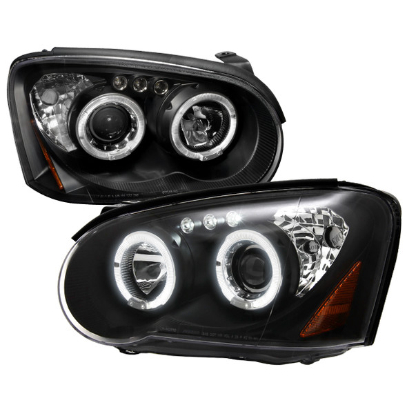 2004-2005 Subaru Impreza WRX STI Outback Dual Halo Projector Headlights (Matte Black Housing/Clear Lens)