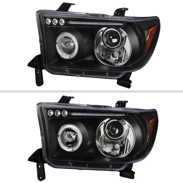 2007-2013 Toyota Tundra/ 2008-2017 Sequoia Single Halo Projector Headlights (Matte Black Housing/Clear Lens)