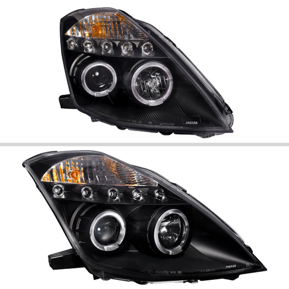 2003-2005 Nissan 350Z Dual Halo Projector Headlights (Chrome Housing/Clear  Lens) - Spec-D Tuning