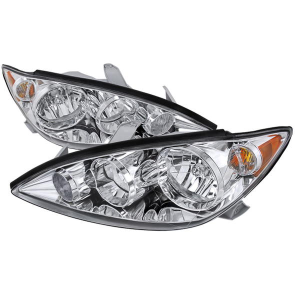 2005-2006 Toyota Camry Factory Style Crystal Headlights w/ Amber Reflector (Chrome Housing/Clear Lens)