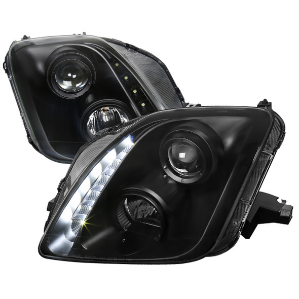 1997-2001 Honda Prelude Projector Headlights w/ SMD LED Light Strip (Matte Black Housing/Clear Lens)