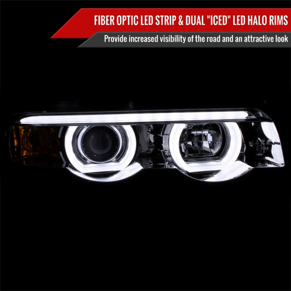 1995-2001 BMW E38 7 Series LED Bar Dual Halo Projector Headlights