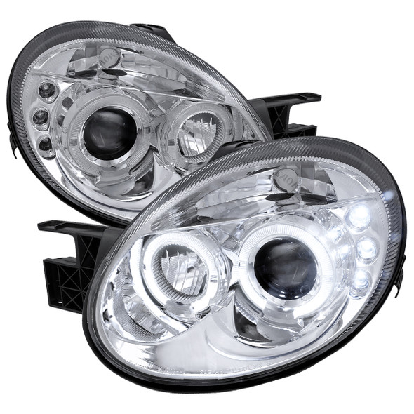 2003-2005 Dodge Neon Dual Halo Projector Headlights (Chrome Housing/Clear Lens)