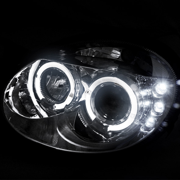 2003-2005 Dodge Neon Dual Halo Projector Headlights (Chrome Housing/Clear Lens)