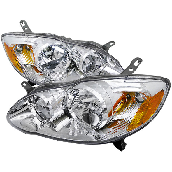 2003-2008 Toyota Corolla Factory Style Headlights (Chrome Housing/Clear Lens)