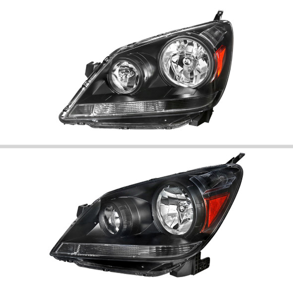 2005-2007 Honda Odyssey Factory Style Crystal Headlights w/ 9006 Bulbs (Matte Black Housing/Clear Lens)