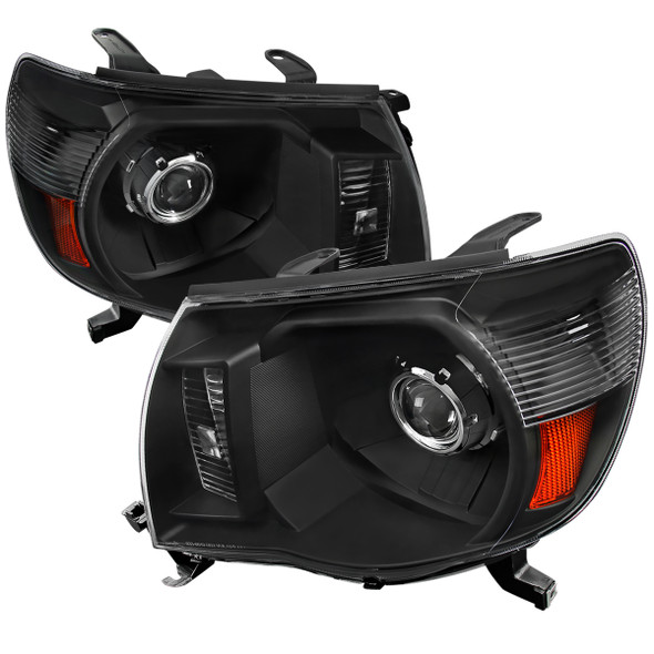 2005-2011 Toyota Tacoma Retro Style Projector Headlights (Matte Black Housing/Clear Lens)