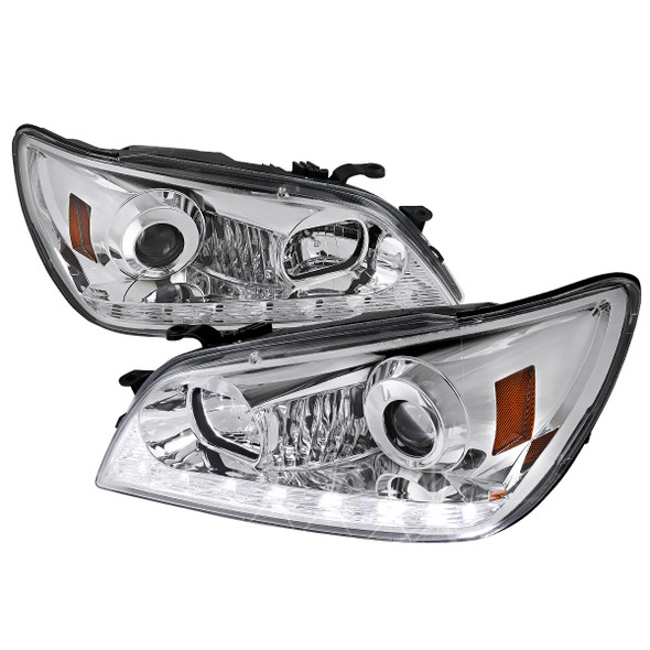 2001-2005 Lexus IS300 Projector Headlights w/ LED Light Strip & LED Turn Signal Lights (Chrome Housing/Clear Lens)