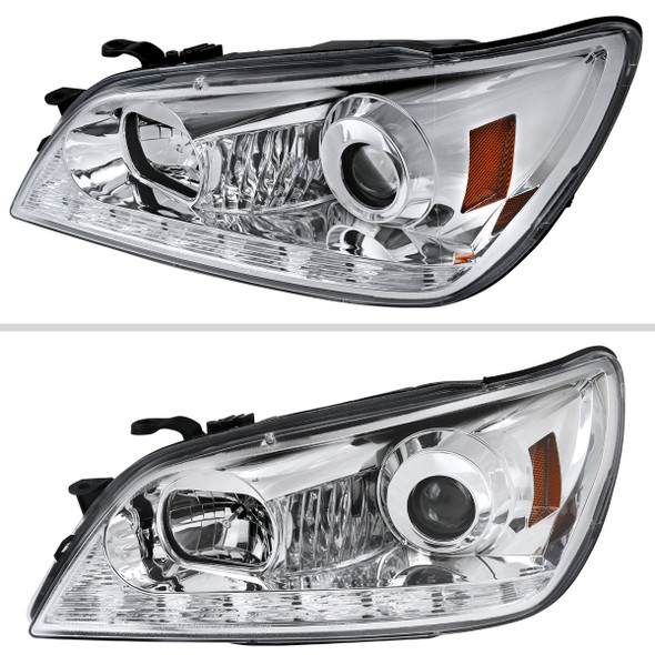 2001-2005 Lexus IS300 Projector Headlights w/ LED Light Strip & LED Turn Signal Lights (Chrome Housing/Clear Lens)