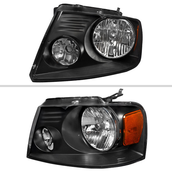 2004-2008 Ford F-150/ 2006-2008 Lincoln Mark LT Factory Style Headlights (Matte Black Housing/Clear Lens)