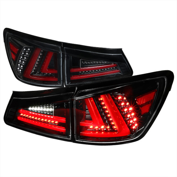 is250 テールランプ　LED シーケンシャル 2006-2008 Lexus IS250/IS350 LED Tail and Trunk Lights (Matte Black
