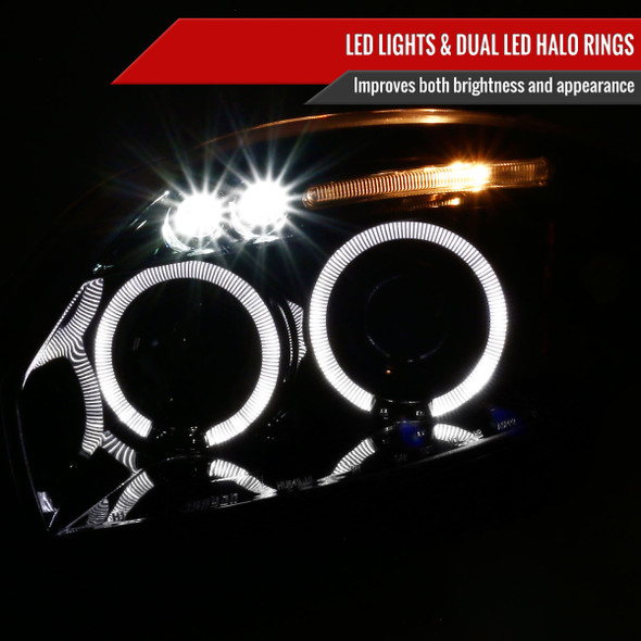 2006-2011 Mitsubishi Eclipse Dual Halo Projector Headlights (Jet Black Housing/Clear Lens)