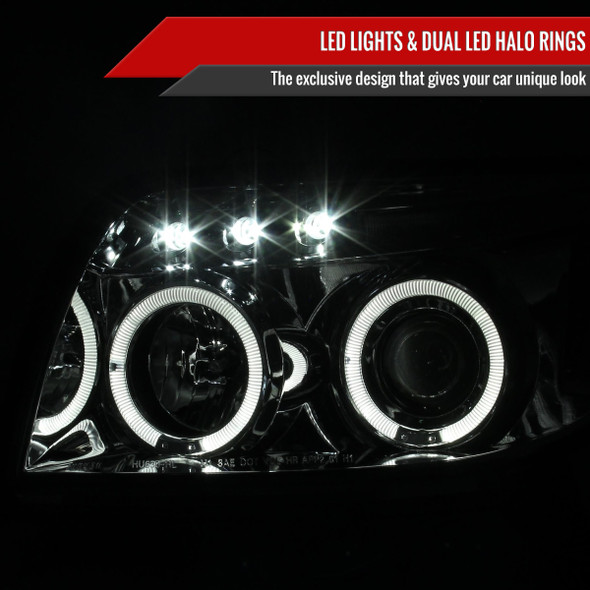 2003-2005 Toyota 4Runner Dual Halo Projector Headlights (Chrome Housing/Clear Lens)