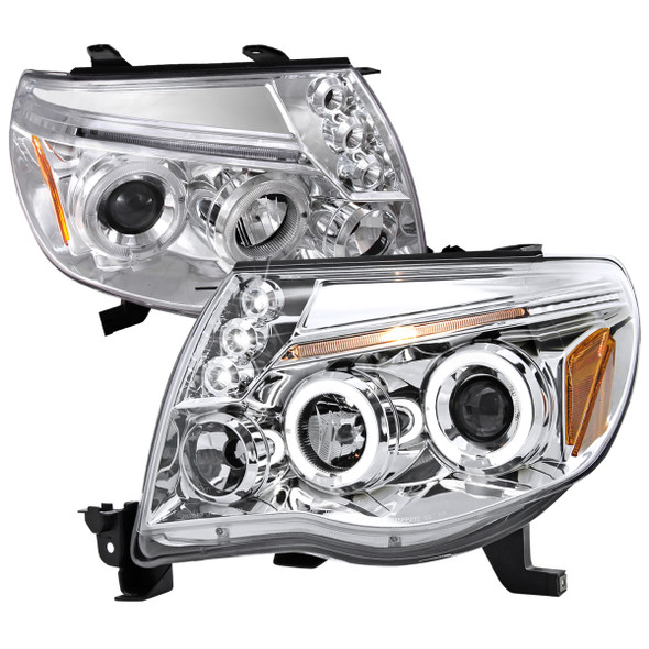 2005-2011 Toyota Tacoma Dual Halo Projector Headlights (Chrome Housing/Clear Lens)