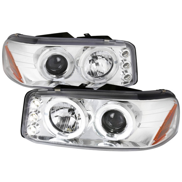 1999-2006 GMC Sierra/Yukon/Yukon XL Dual Halo Projector Headlights (Chrome Housing/Clear Lens)