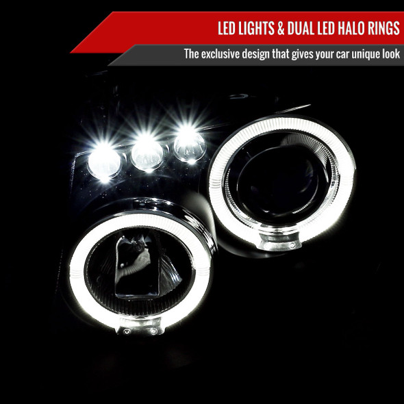 2005-2007 Nissan Pathfinder/ 2005-2008 Frontier Dual Halo Projector Headlights (Matte Black Housing/Clear Lens)