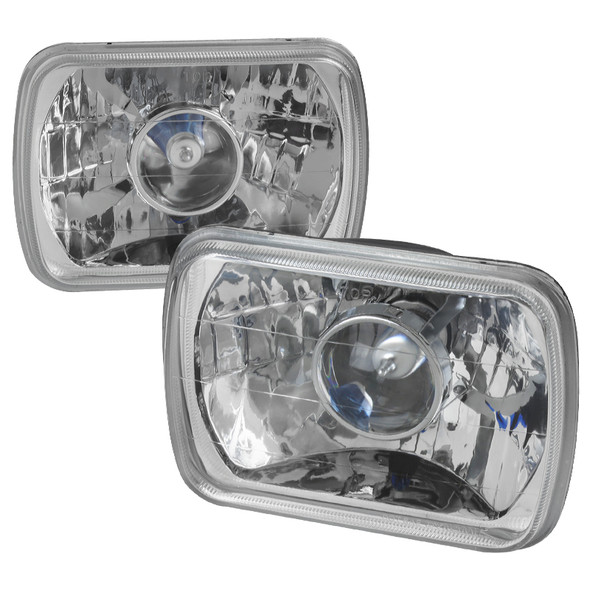 Universal 7"x6" H4 Projector Headlights (Chrome Housing/Clear Lens)