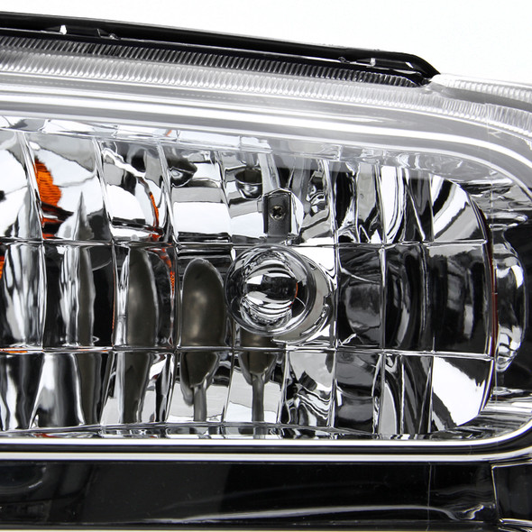 2005-2007 Ford F-250/F-350/F-450/F-550/Excursion Crystal Headlights (Chrome Housing/Clear Lens)