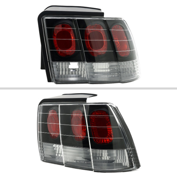 1999-2004 Ford Mustang Tail Lights (Matte Black Housing/Clear Lens)