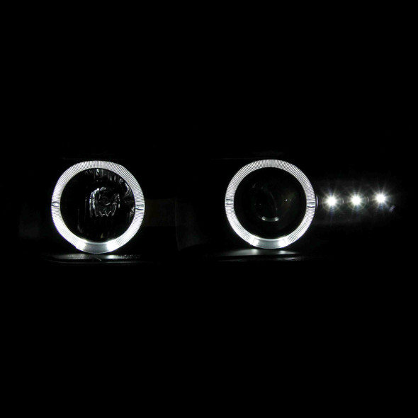 1999-2002 Chevrolet Silverado/ 2000-2006 Tahoe Suburban Dual Halo Projector Headlights w/ Bumper Lights (Matte Black Housing/Clear Lens)