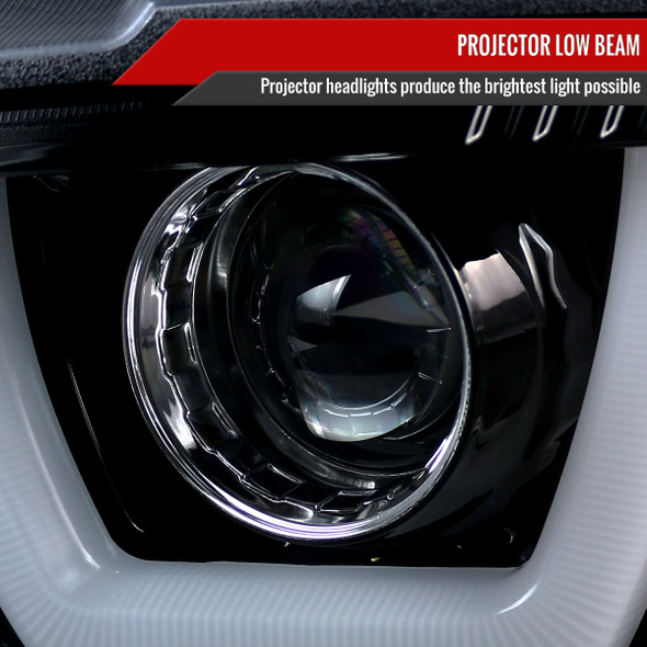 2011-2014 Dodge Charger Dual LED U-Bar Projector Headlights (Glossy Black Housing/Smoke Lens)