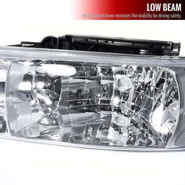 1999-2006 Chevrolet Silverado/Tahoe/Suburban Factory Style Headlights (Chrome Housing/Clear Lens)