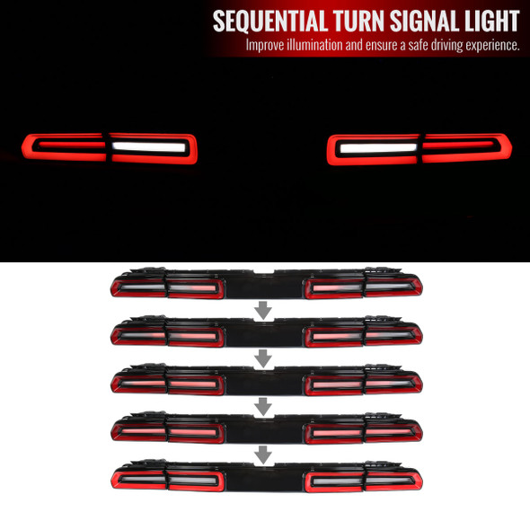 2008-2014 Dodge Challenger Sequential LED Tail Lights (Black Housing/Red Clear Lens)