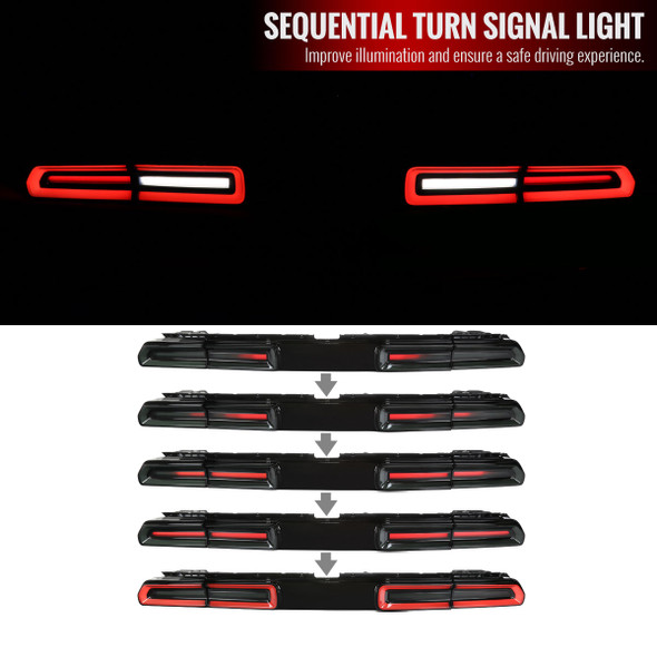 2008-2014 Dodge Challenger Sequential LED Tail Lights (Black Housing/Red Smoke Lens)