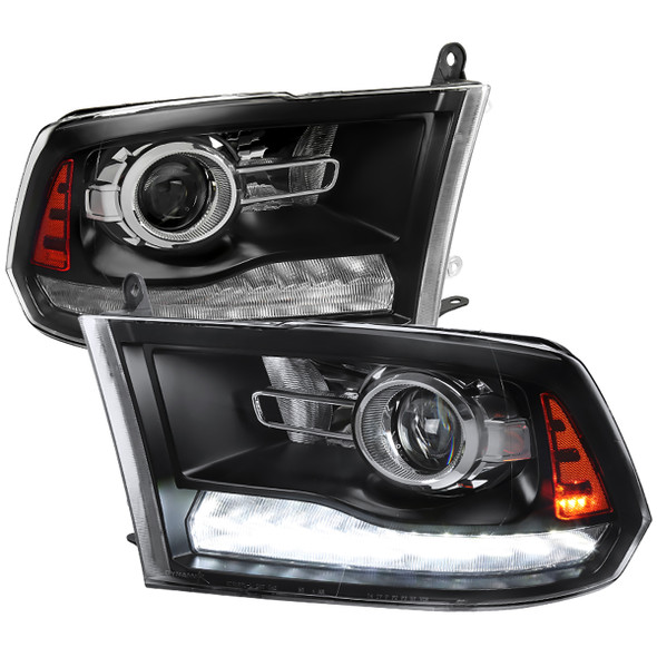 2009-2018 Dodge RAM 1500 / 2019-2021 RAM Classic / 2010-2018 RAM 2500 3500  Switchback Sequential Projector Headlights (Matte Black Housing/Smoke Lens)  - Spec-D Tuning