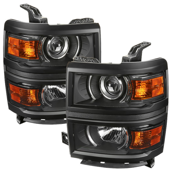 2014-2015 Chevrolet Silverado 1500 Projector Headlights (Matte Black Housing/Clear Lens)