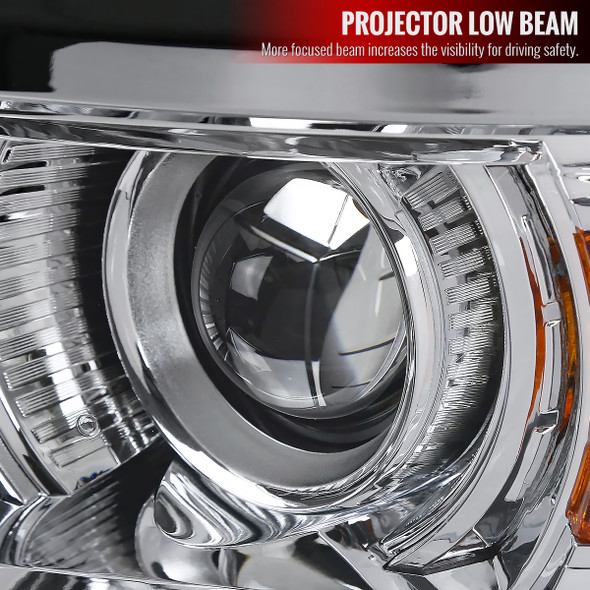 2014-2015 Chevrolet Silverado 1500 Projector Headlights (Chrome Housing/Clear Lens)