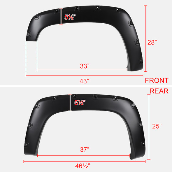 1988-1998 Chevrolet C/K 1500 / 1992-1999 Suburban/Yukon Smooth Polypropylene Rivet Style Fender Flares