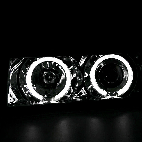 1992-1998 BMW E36 3 Series Coupe/Sedan Dual Halo Projector Headlights (Chrome Housing/Clear Lens)