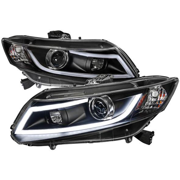 2012-2013 Honda Civic Coupe / 2012-2015 Civic Sedan LED Bar Projector Headlights (Matte Black Housing/Clear Lens)