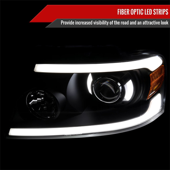 2004-2008 Ford F-150/ 2006-2008 Lincoln Mark LT LED Tube Projector Headlights (Matte Black Housing/Clear Lens)