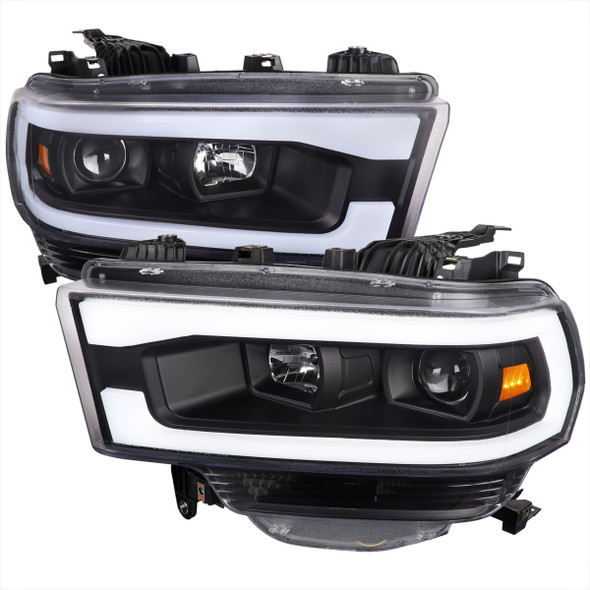 2019-2022 Dodge RAM 2500/3500/4500/5500 LED Tube Projector Headlights (Matte Black Housing/Clear Lens)