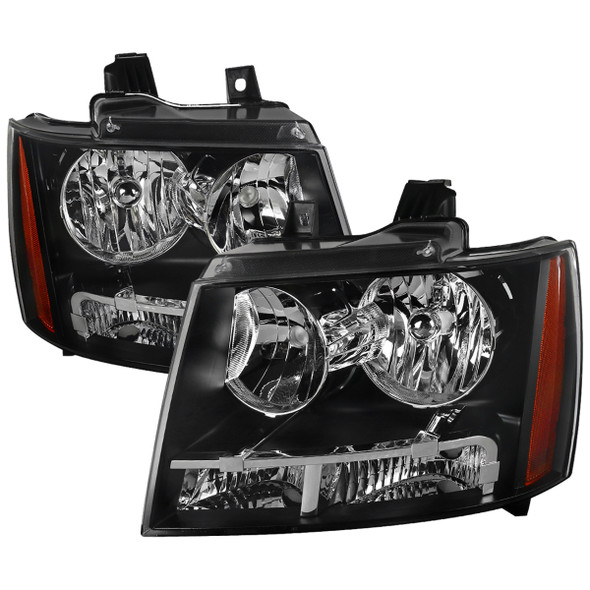 2007-2014 Chevrolet Avalanche/Tahoe/Suburban Factory Style Headlights (Matte Black Housing/Clear Lens)