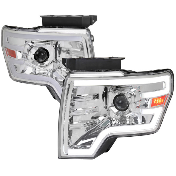 2009-2014 Ford F-150 LED Strip Projector Headlights (Chrome