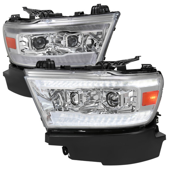 2019-2022 Dodge RAM 1500 Switchback Sequential LED Turn Signal Projector Headlights (Chrome Housing/Clear Lens)