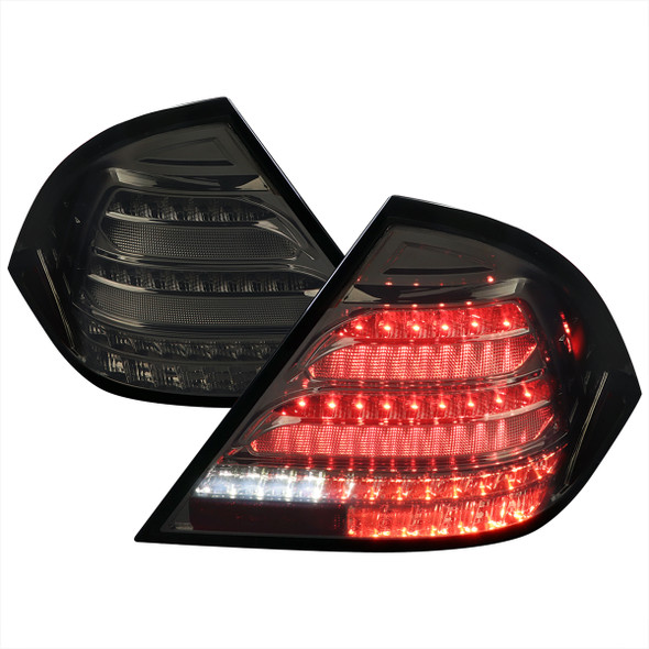 2001-2004 Mercedes Benz W203 C-Class Sequential Turn Signal LED Tail Lights (Chrome Housing/Smoke Lens)