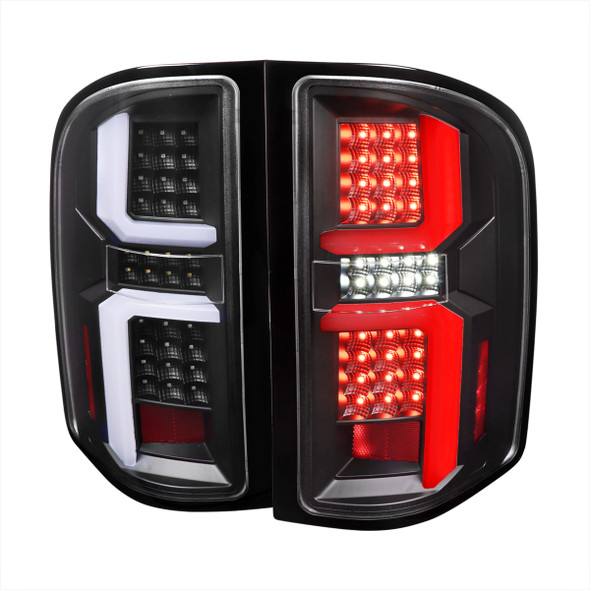 2007-2013 Chevrolet Silverado 1500/ 2007-2014 Silverado 2500HD/3500HD LED Tail Lights with White LED Bar (Matte Black Housing/Clear Lens)