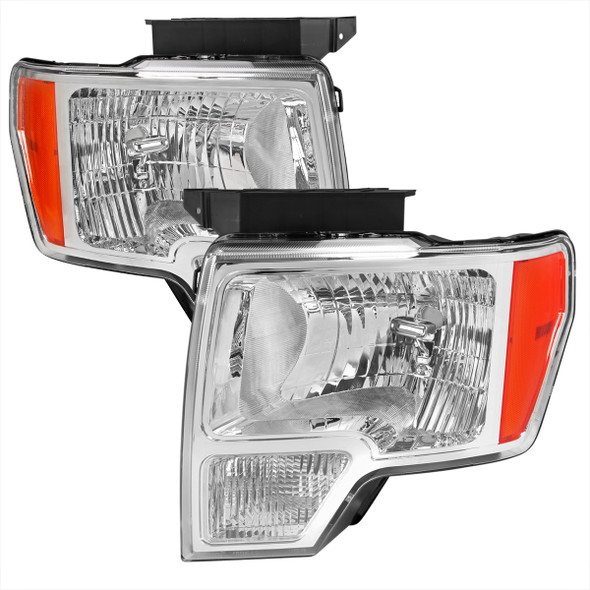 2009-2014 Ford F-150 LED Tube Factory Style Headlights (Chrome