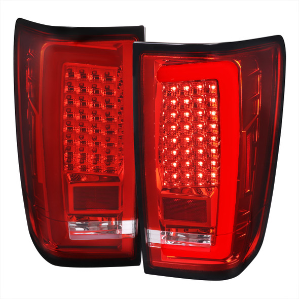 2004-2015 Nissan Titan LED Tail Lights with White LED Tube (Chrome Housing/Red Lens)