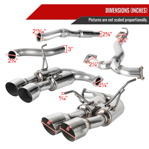 2015-2022 Subaru WRX STI 4" Quad Tip Stainless Steel Catback Exhaust System